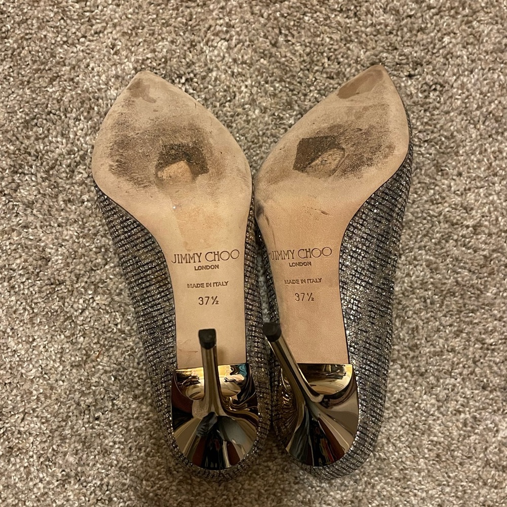 Jimmy Choo Aurora Pumps Stilettos Heels Glitter 4” Heel Size 37.5 - Picture 11 of 11